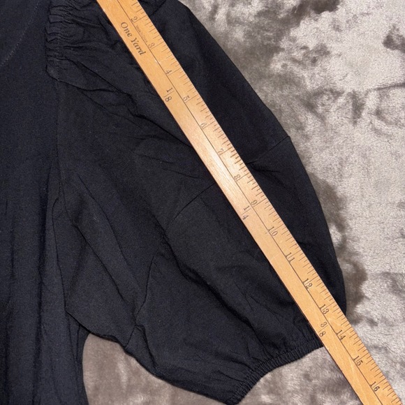 Madewell Womens XS Black Puff Sleeve Crew Neck Cotton‎ Blend Top Blouse - Picture 9 of 12